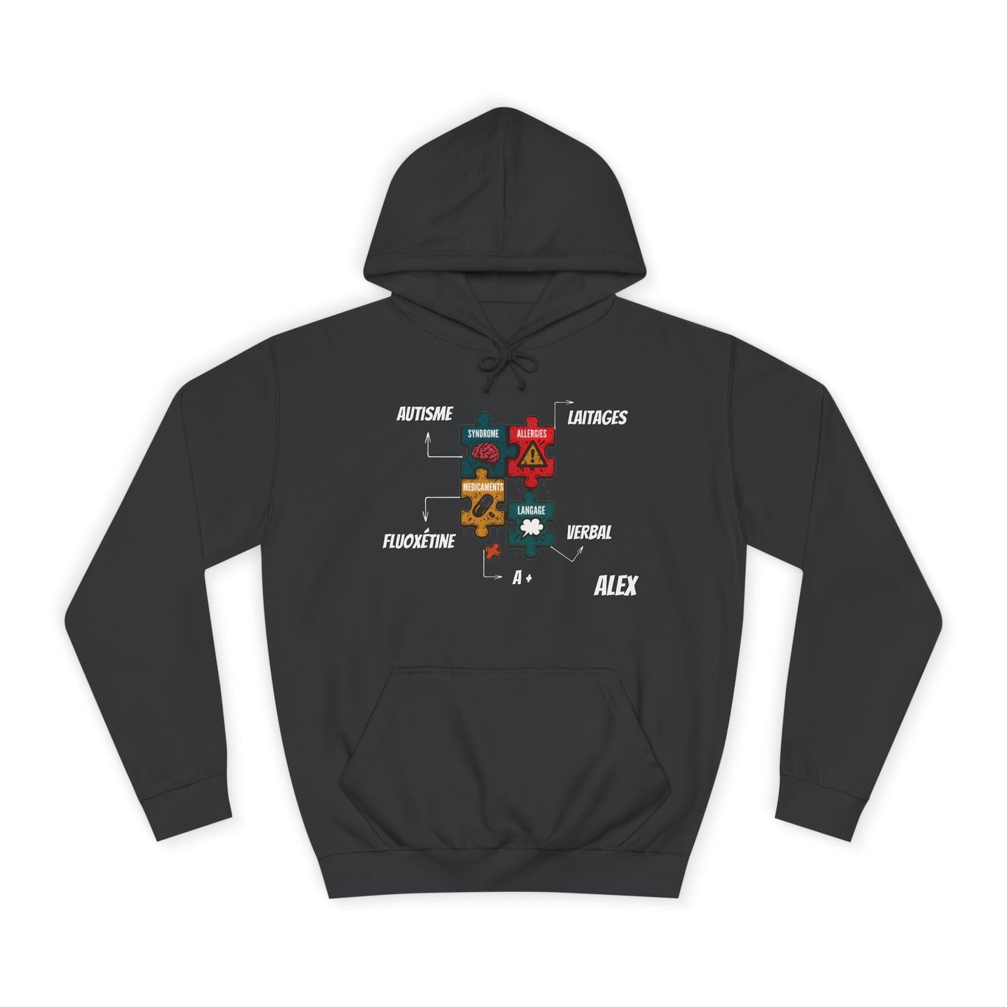 Hoodie Artefacts Personnalisé - Sweat Identification Médicale Hoodie Printify Noir clair S