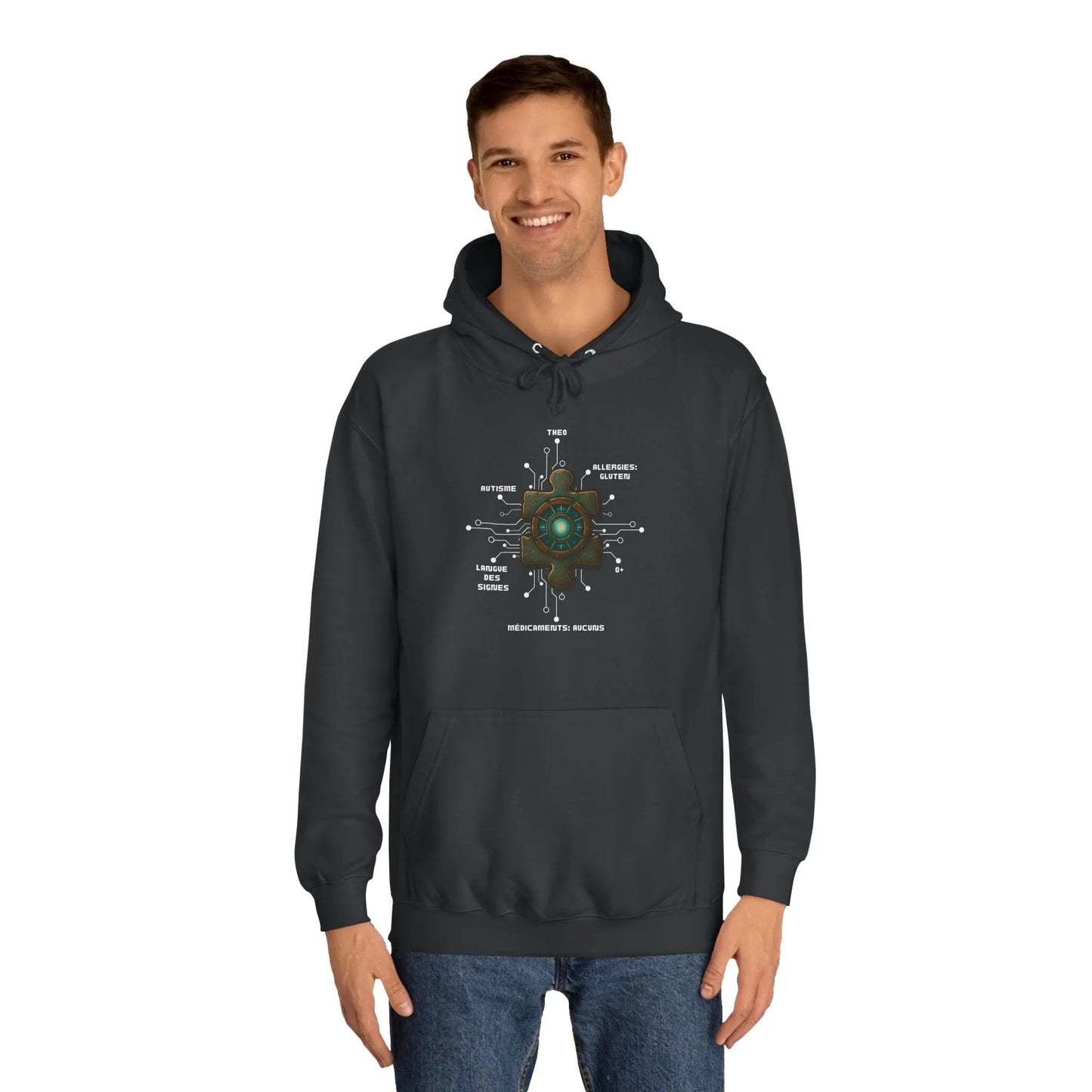 Hoodie Artefacts Personnalisé - Sweat Identification Médicale - Iron Cawette Hoodie Printify