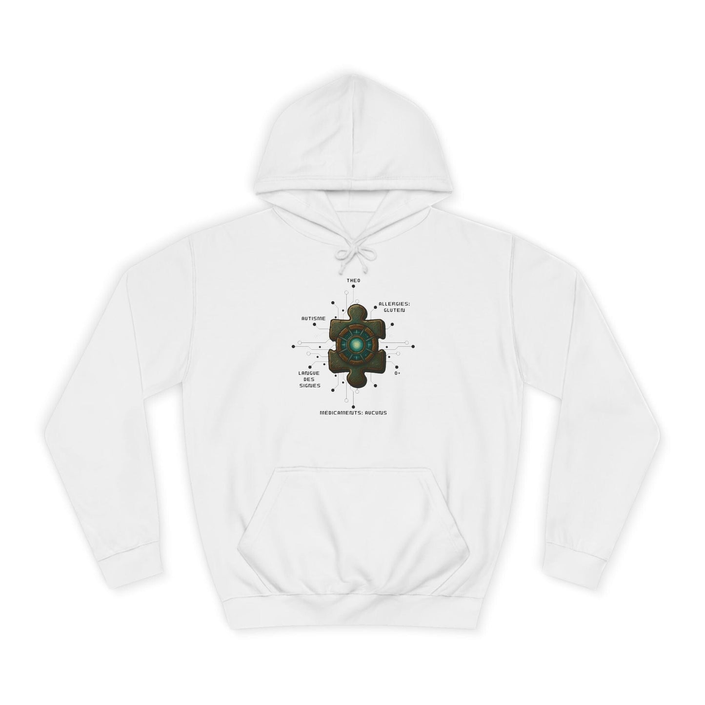 Hoodie Artefacts Personnalisé - Sweat Identification Médicale - Iron Cawette Hoodie Printify Blanc artique S