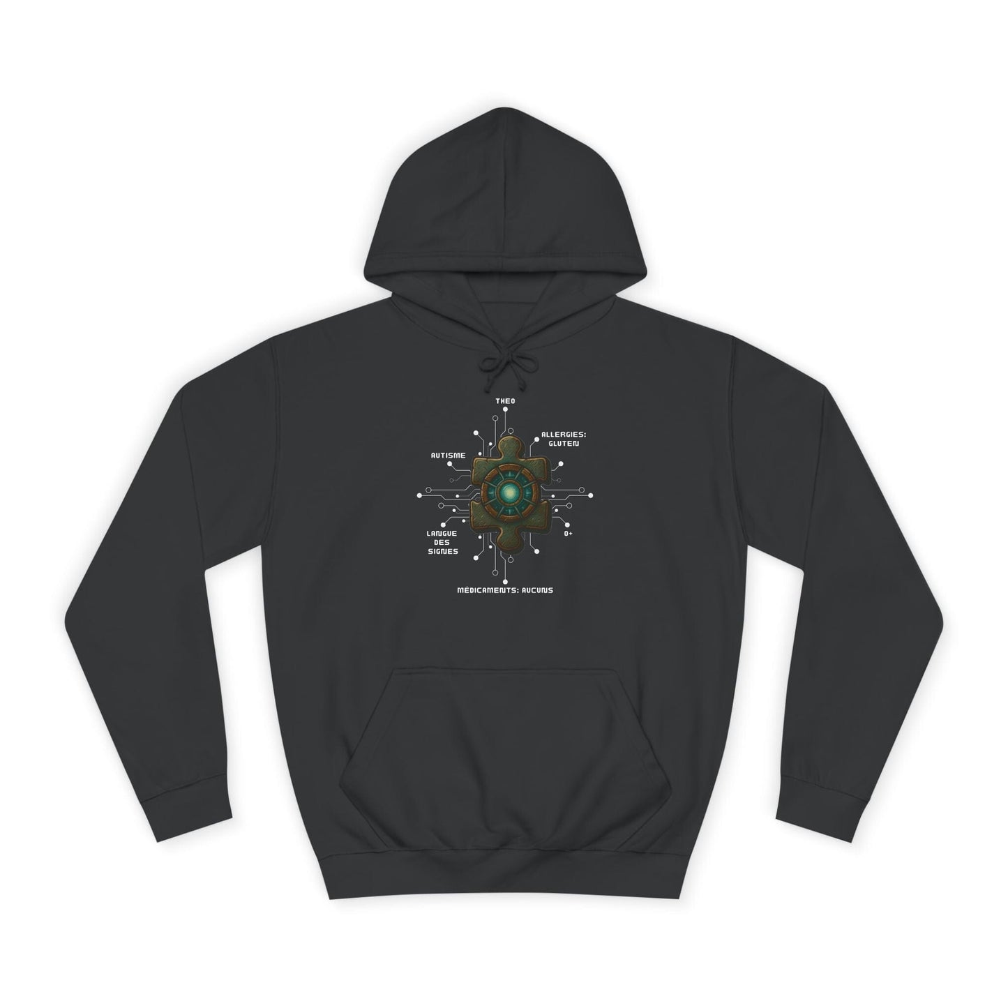 Hoodie Artefacts Personnalisé - Sweat Identification Médicale - Iron Cawette Hoodie Printify Noir clair S