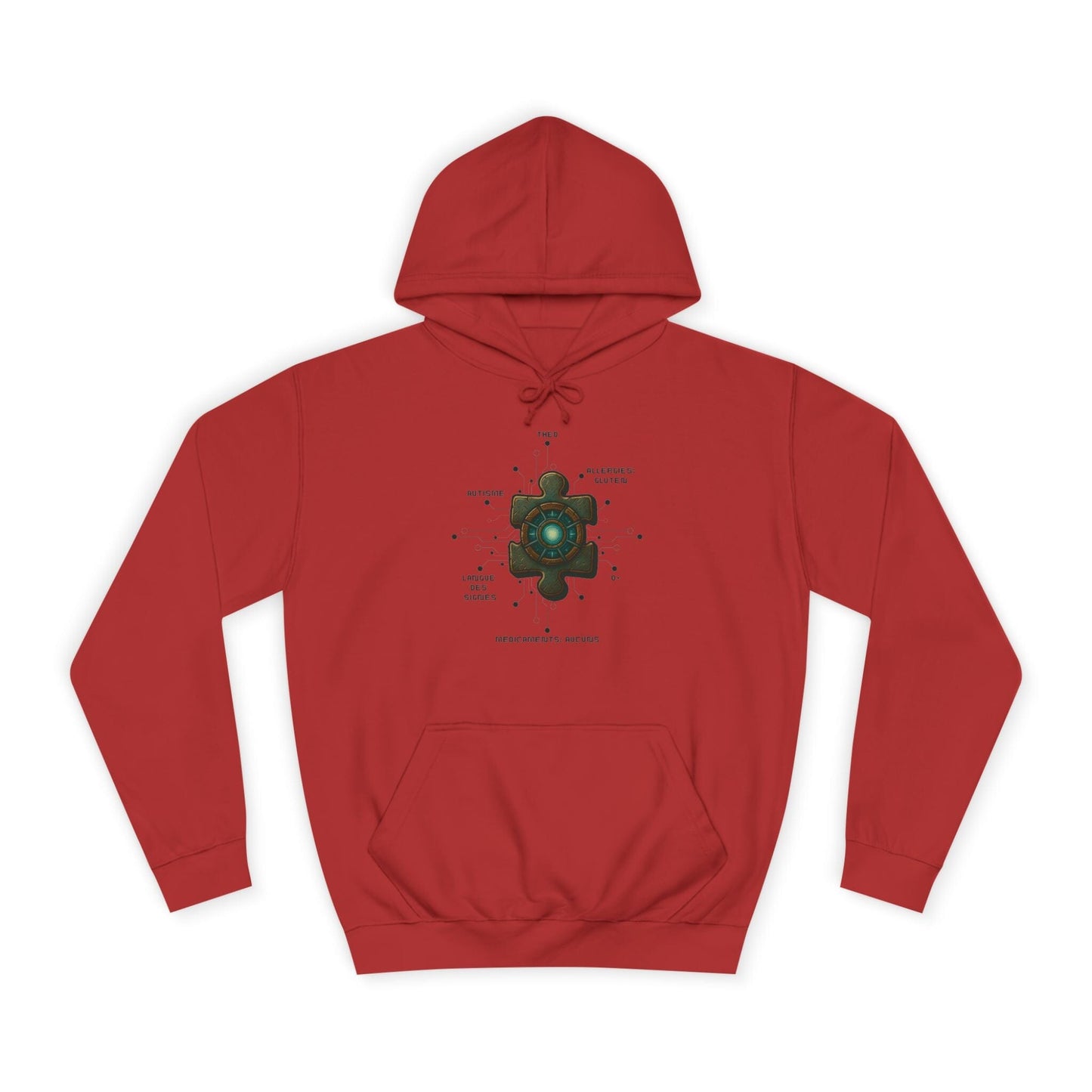 Hoodie Artefacts Personnalisé - Sweat Identification Médicale - Iron Cawette Hoodie Printify Rouge feu S