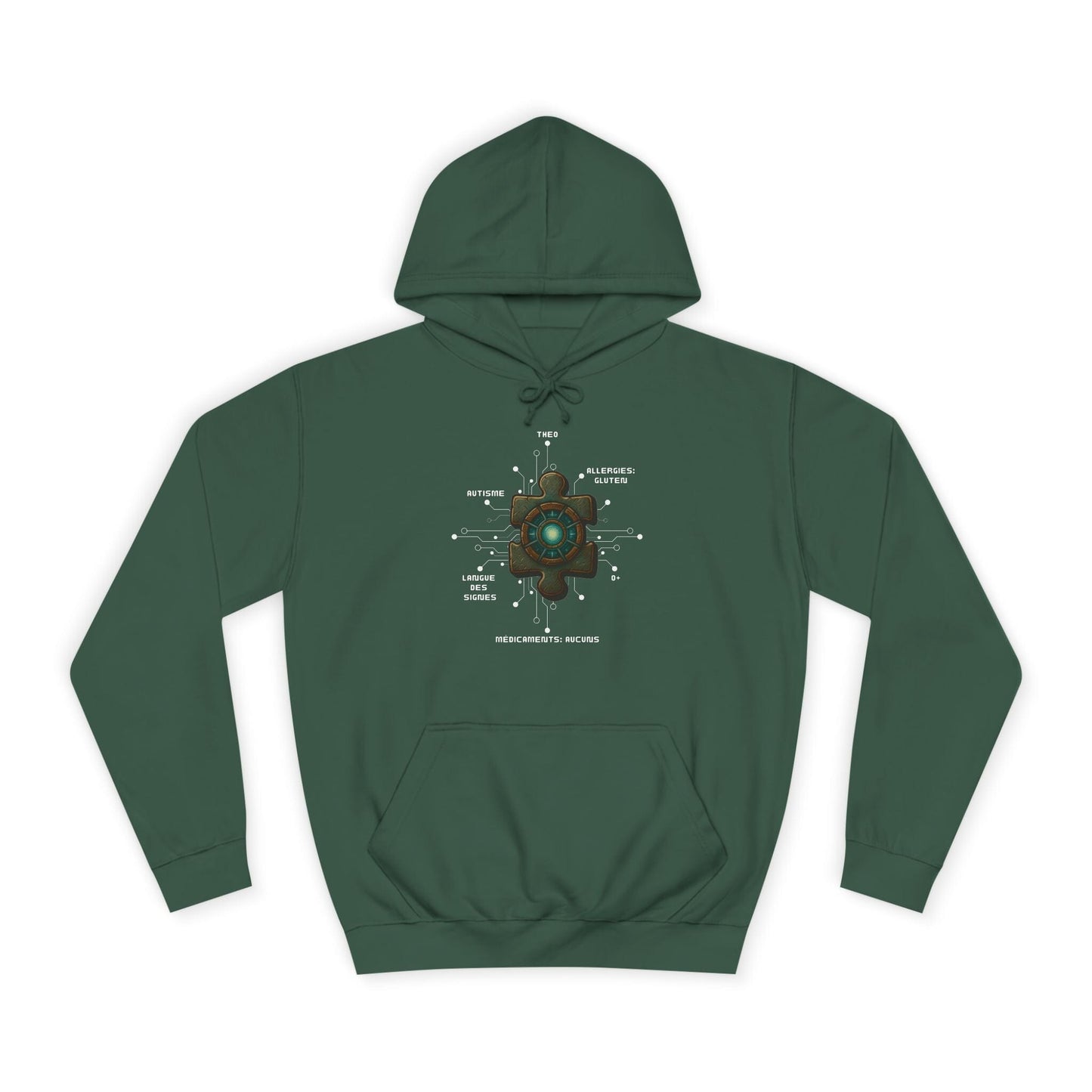 Hoodie Artefacts Personnalisé - Sweat Identification Médicale - Iron Cawette Hoodie Printify Vert bouteille S