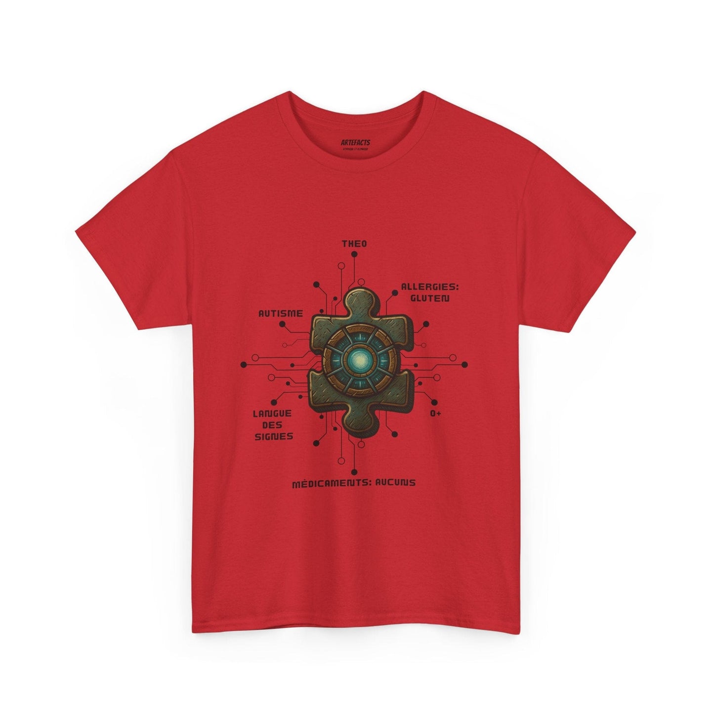 T-shirt Artefacts Personnalisé - T-shirt Identification Médicale Iron Cawette T-Shirt Printify Rouge S