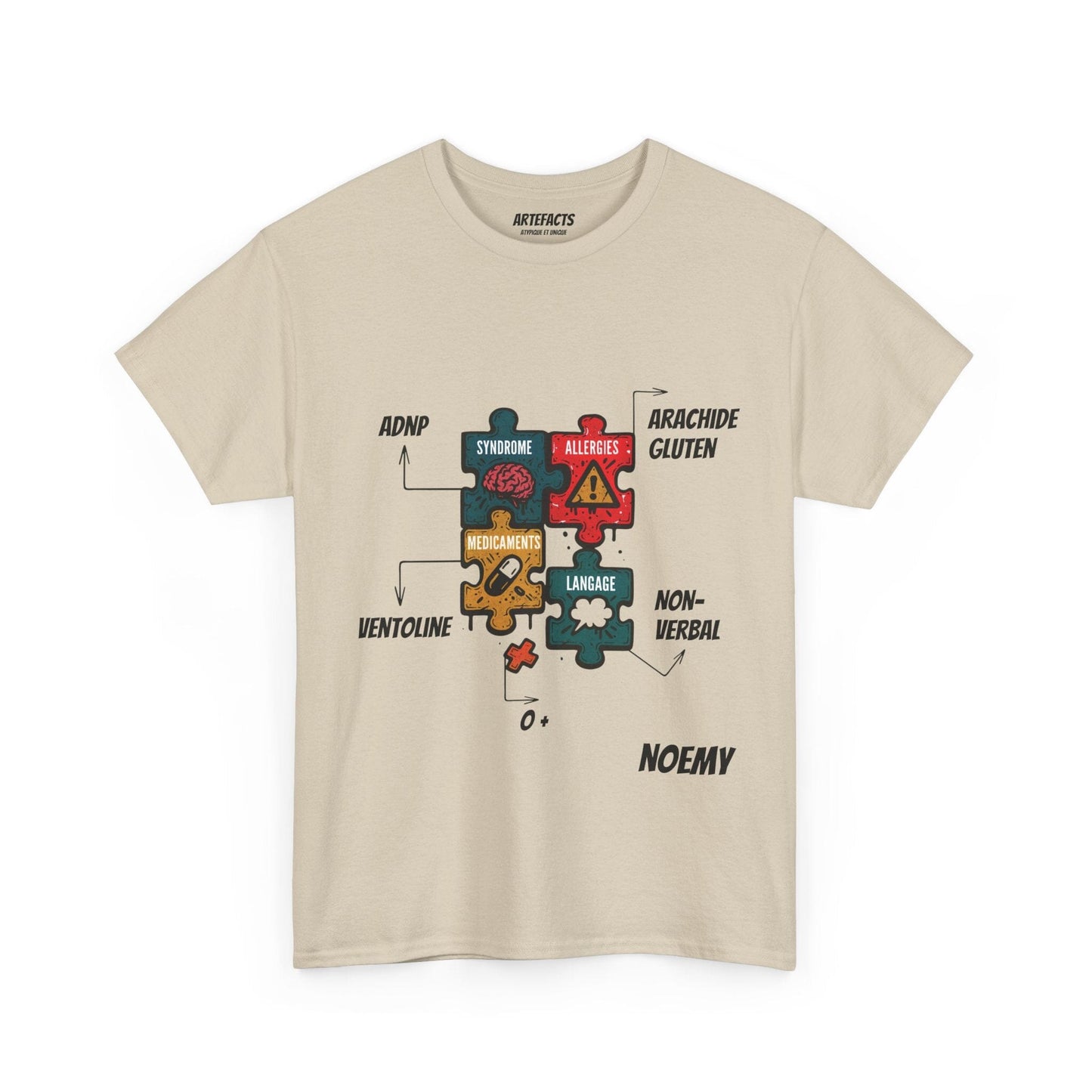 T-shirt Artefacts Personnalisé - T-shirt Identification Médicale T-Shirt Printify Beige S