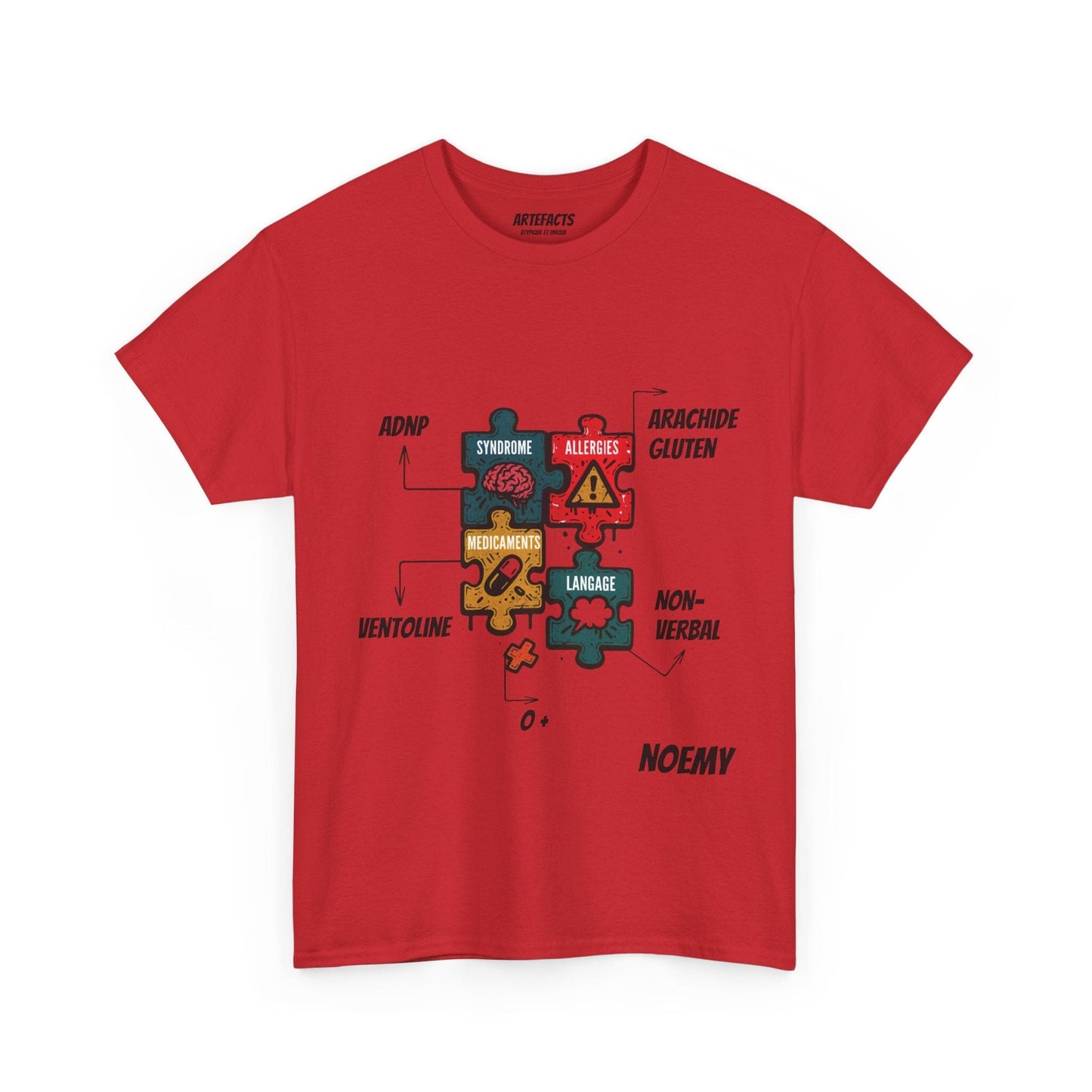 T-shirt Artefacts Personnalisé - T-shirt Identification Médicale T-Shirt Printify Rouge S