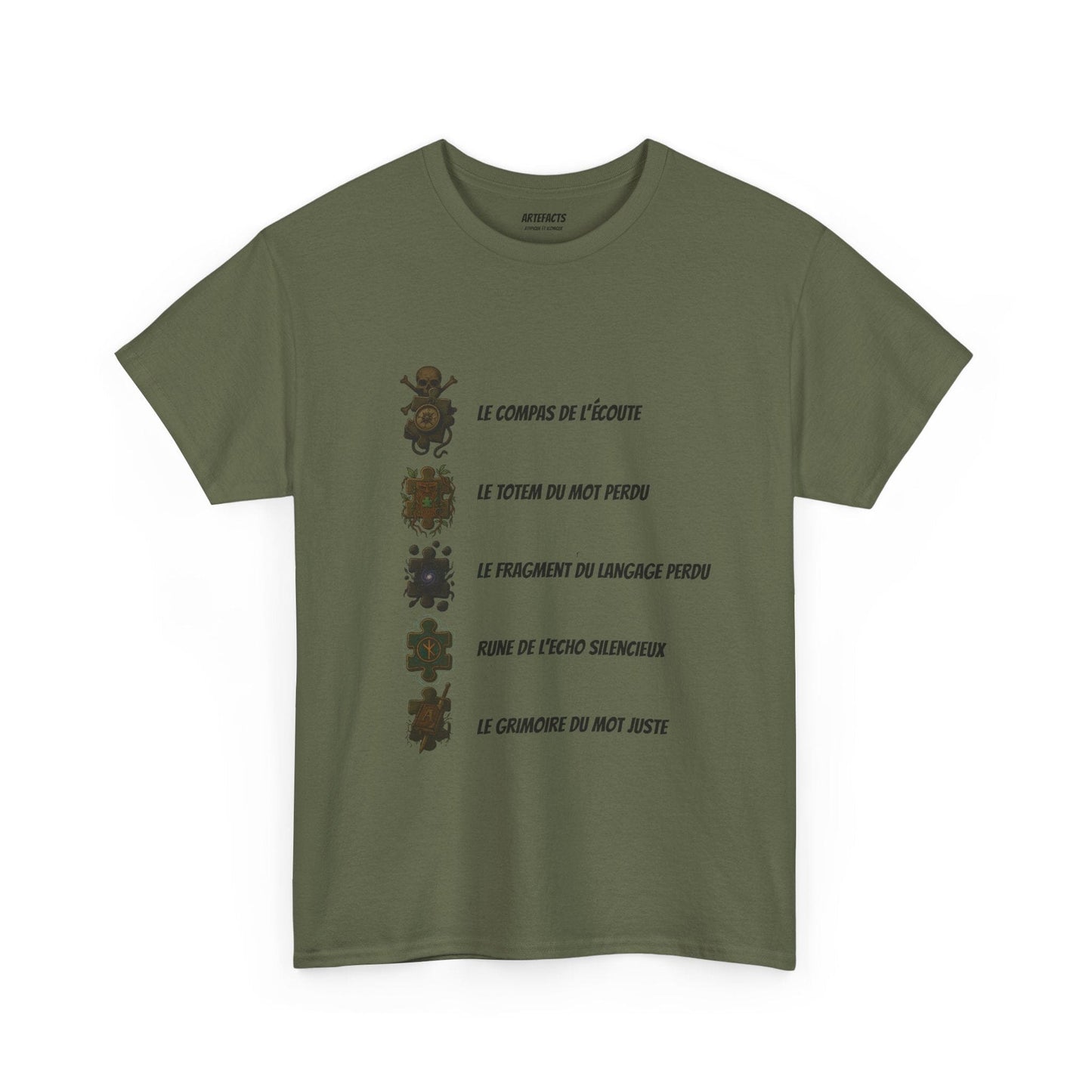 T-shirt Artefacts – Trésors Perdus (édition aventure) T-Shirt Printify Vert kaki S
