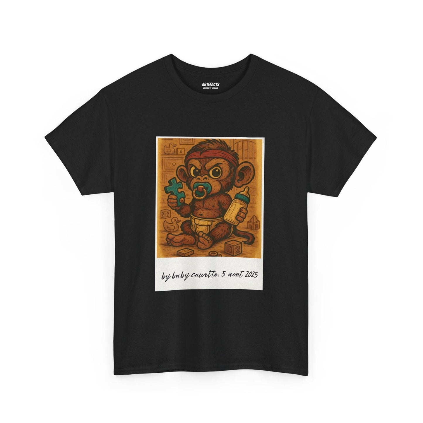 T-shirt Captain Cawette – Baby Cawette Origins (édition polaroid) T-Shirt Printify Noir S
