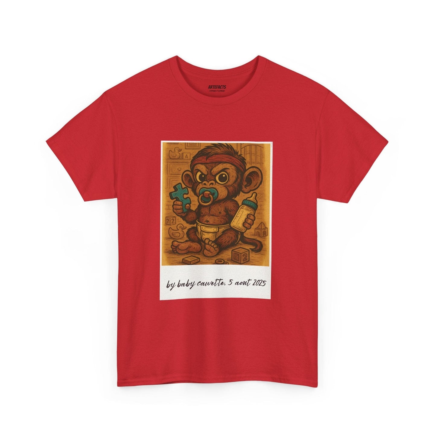 T-shirt Captain Cawette – Baby Cawette Origins (édition polaroid) T-Shirt Printify Rouge S