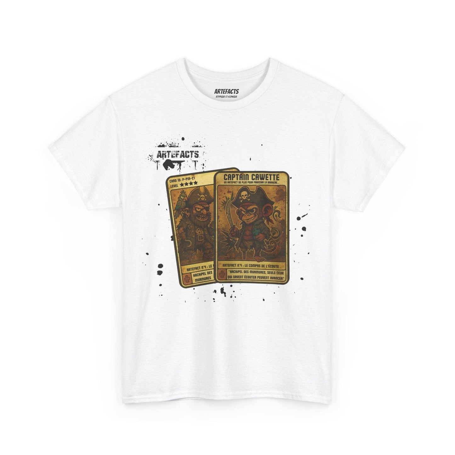 T-shirt Captain Cawette – Le Compas de l'Ecoute (édition pirates) T-Shirt Printify Blanc S