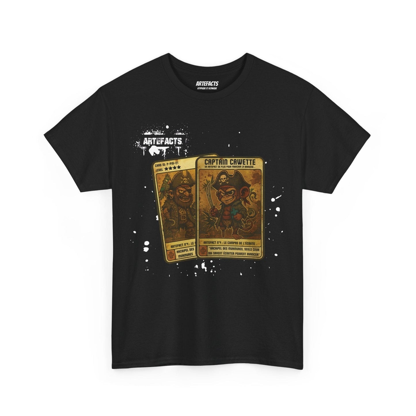 T-shirt Captain Cawette – Le Compas de l'Ecoute (édition pirates) T-Shirt Printify Noir S