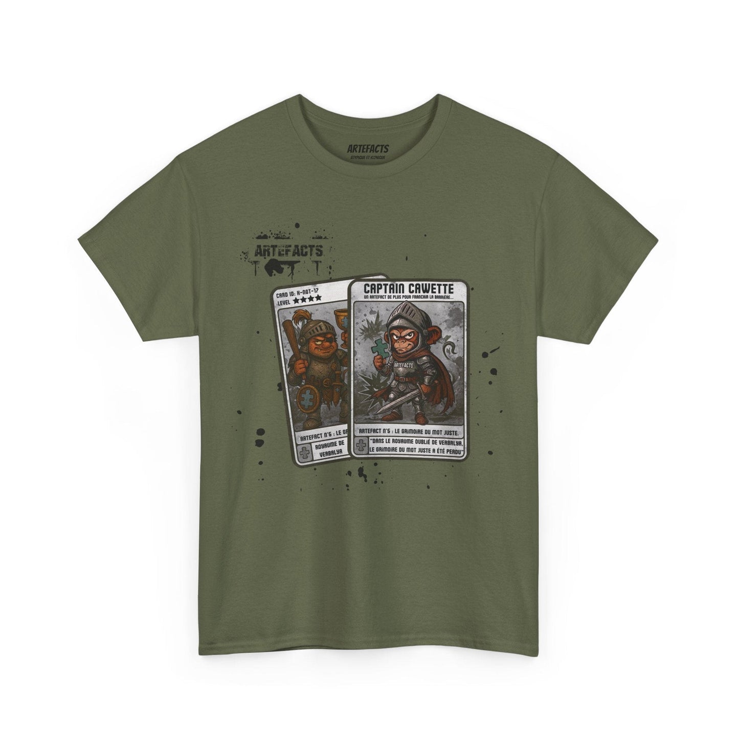 T-shirt Captain Cawette – Le Grimoire du Mot Juste (édition chevalier) T-Shirt Printify Vert kaki S