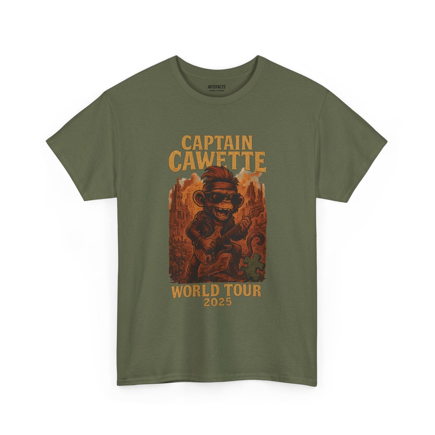T-shirt Captain Cawette – World Tour 2025 (édition rock star) T-Shirt Printify Vert kaki S