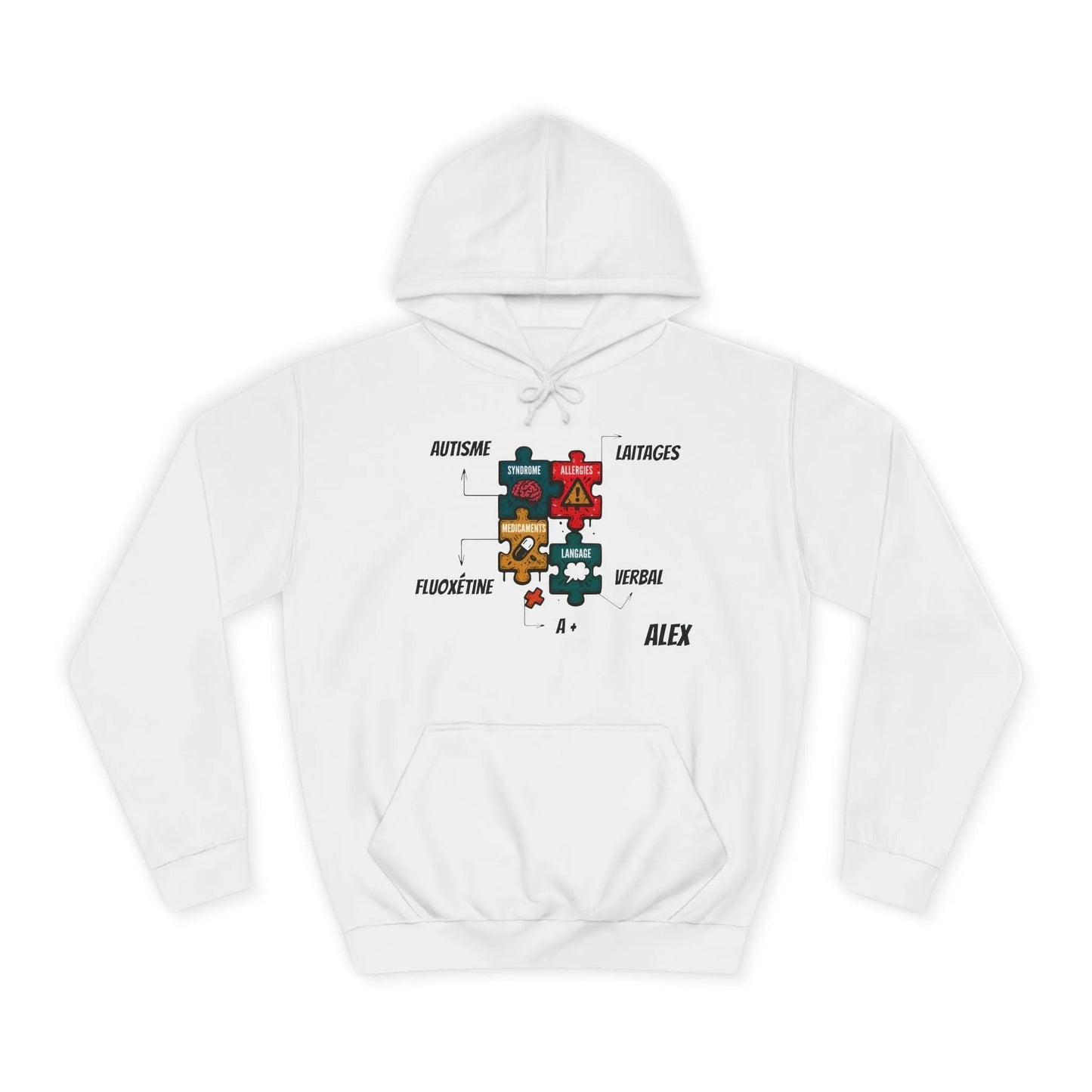 Hoodie Artefacts Personnalisé - Sweat Identification Médicale Hoodie Printify Blanc arctique S 