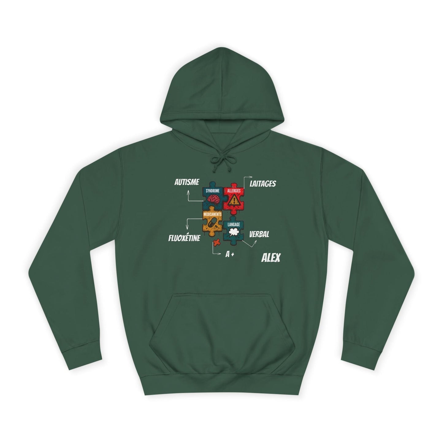 Hoodie Artefacts Personnalisé - Sweat Identification Médicale Hoodie Printify Vert bouteille S 