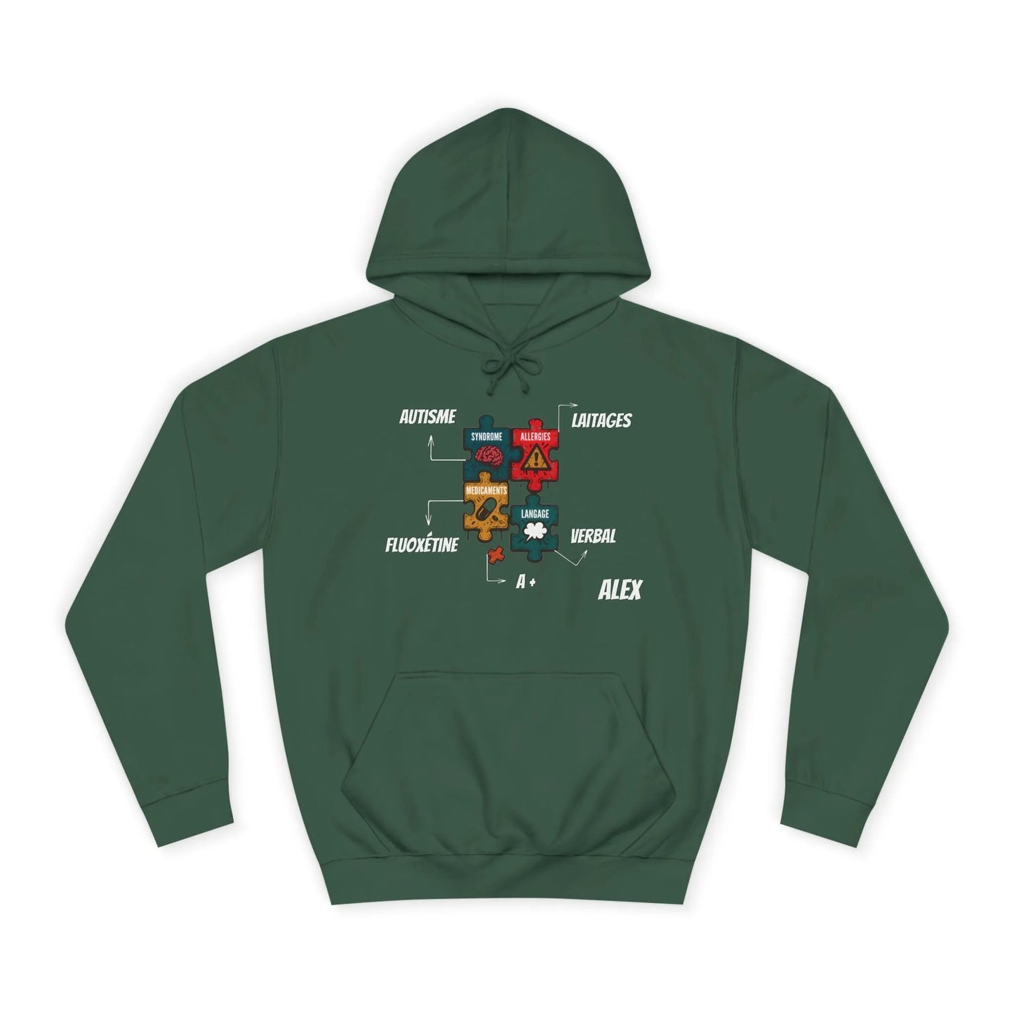 Hoodie Artefacts Personnalisé - Sweat Identification Médicale Hoodie Printify Vert bouteille S 