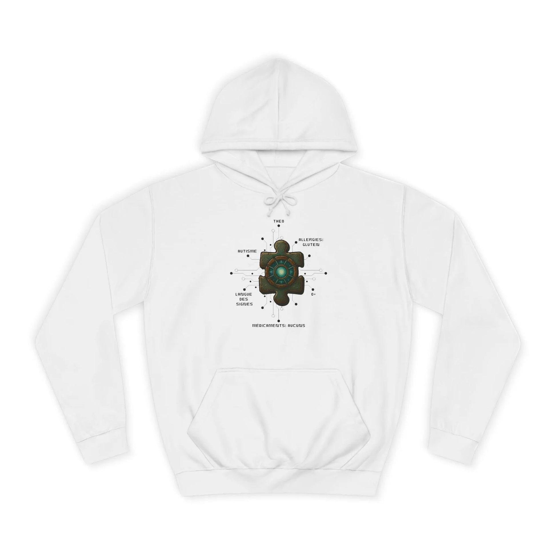 Hoodie Artefacts Personnalisé - Sweat Identification Médicale - Iron Cawette Hoodie Printify Blanc artique S 