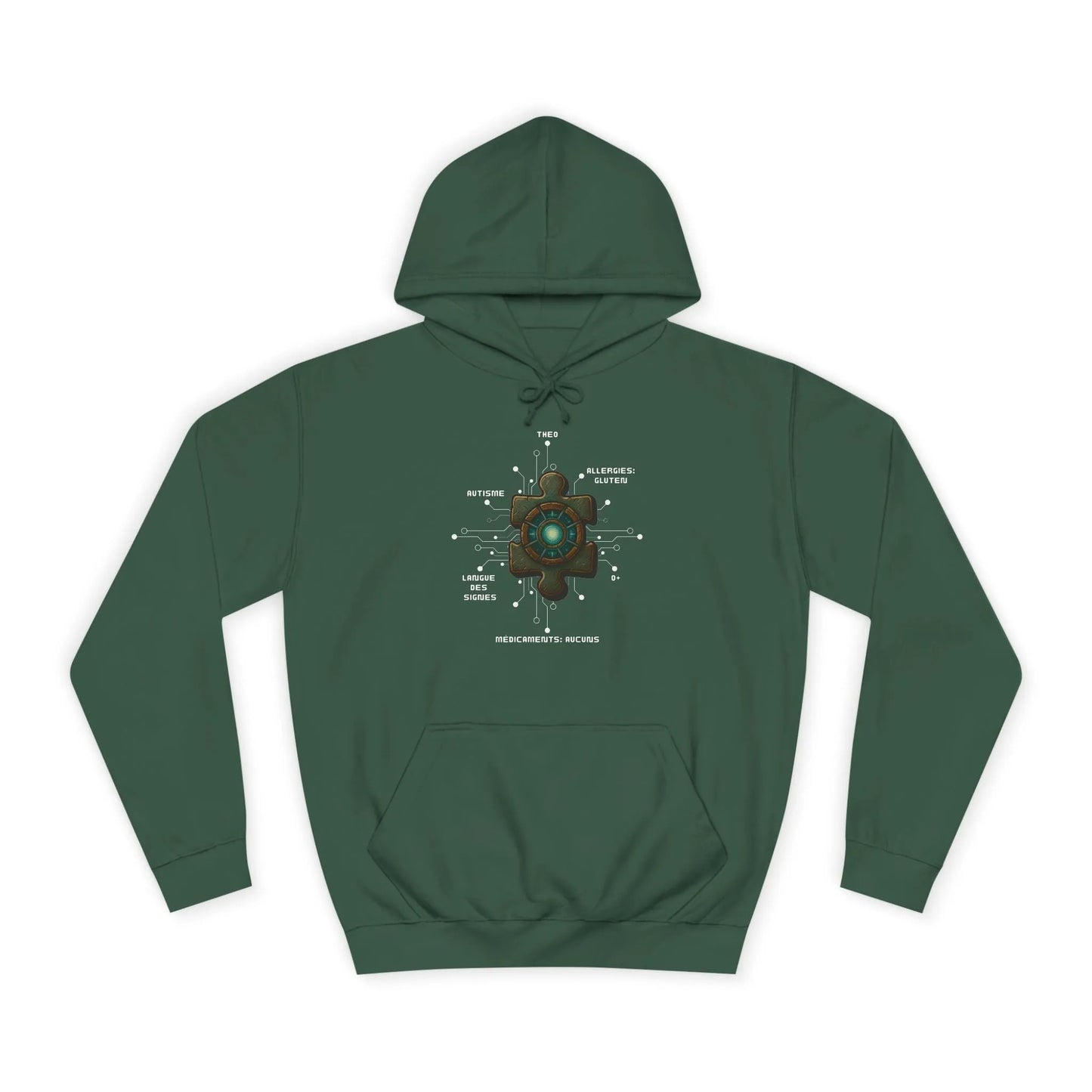 Hoodie Artefacts Personnalisé - Sweat Identification Médicale - Iron Cawette Hoodie Printify Vert bouteille S 