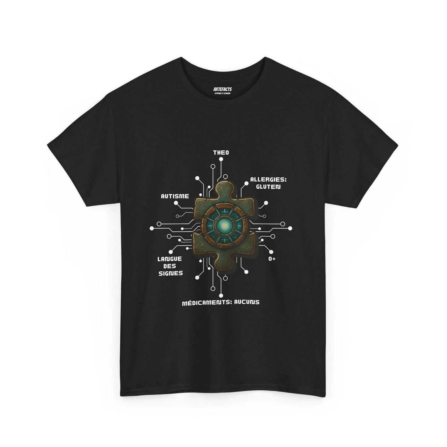 T-shirt Artefacts Personnalisé - T-shirt Identification Médicale Iron Cawette T-Shirt Printify Noir S 