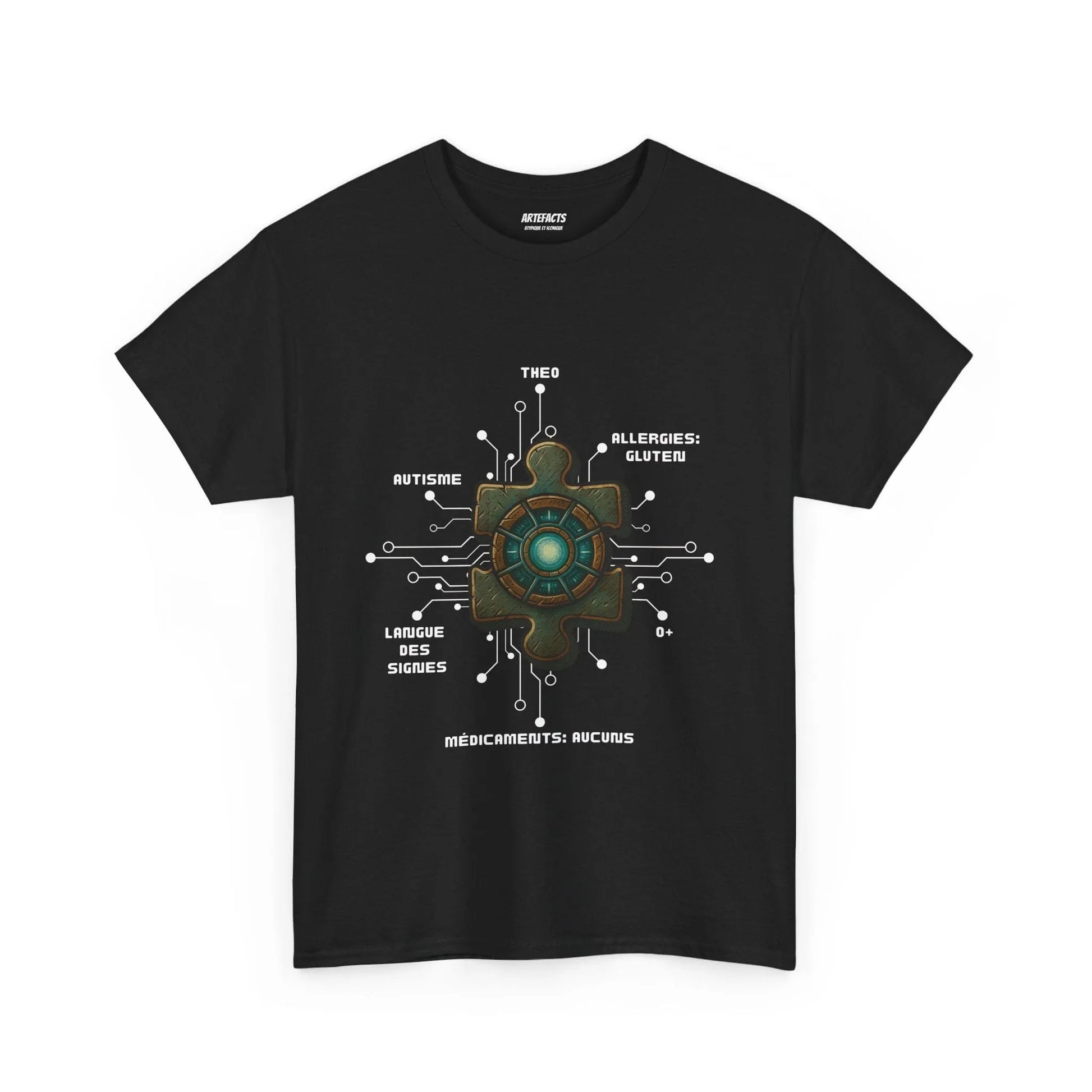 T-shirt Artefacts Personnalisé - T-shirt Identification Médicale Iron Cawette T-Shirt Printify Noir S 