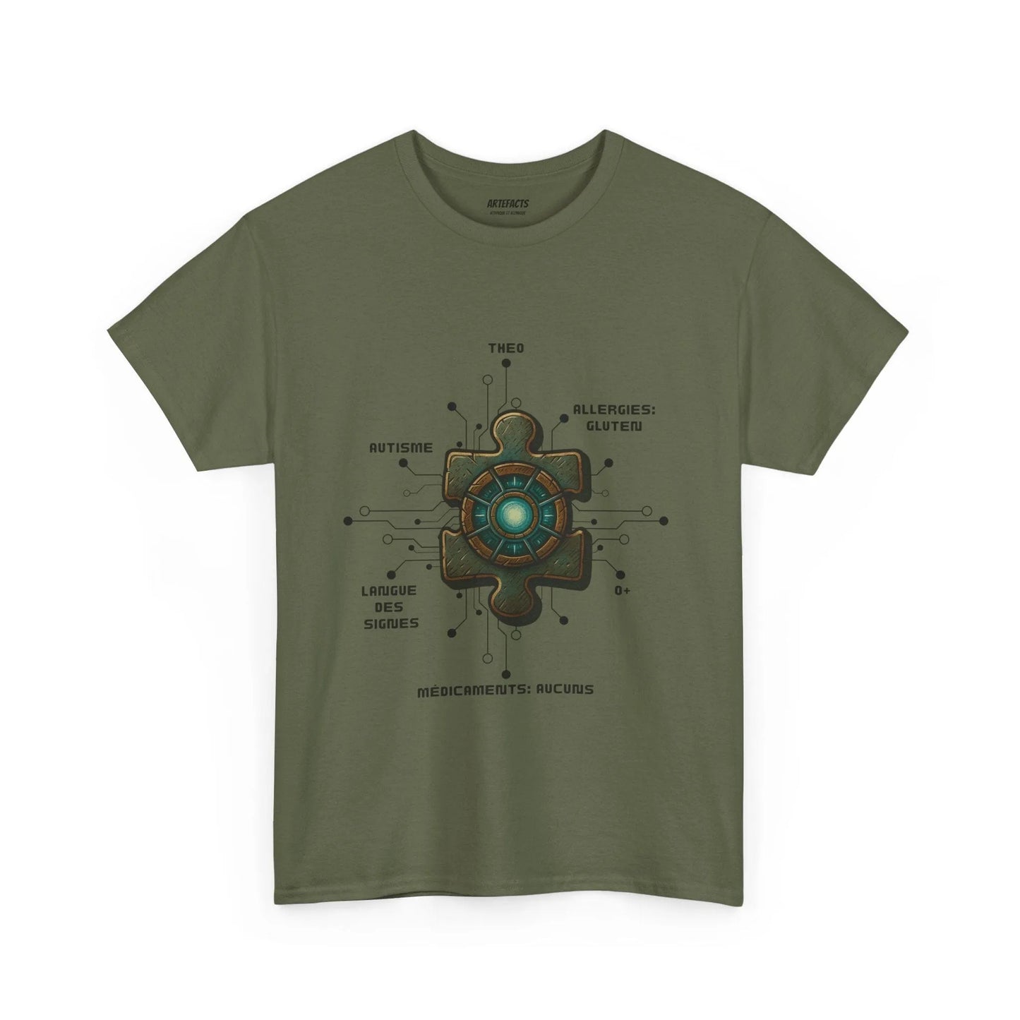 T-shirt Artefacts Personnalisé - T-shirt Identification Médicale Iron Cawette T-Shirt Printify Vert kaki S 