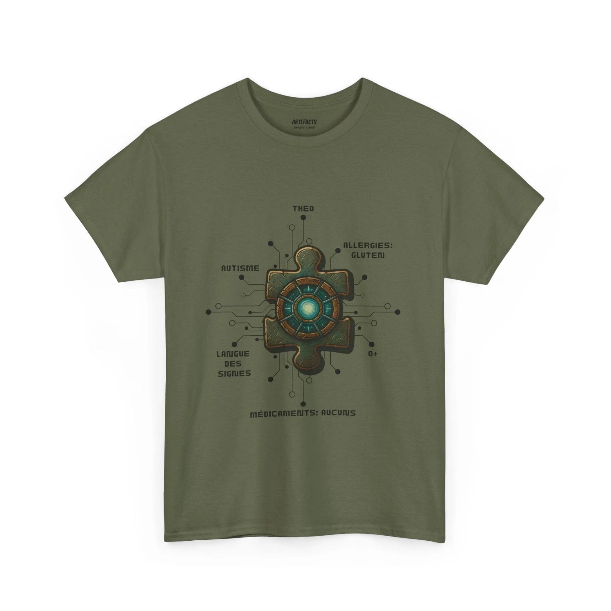 T-shirt Artefacts Personnalisé - T-shirt Identification Médicale Iron Cawette T-Shirt Printify Vert kaki S 