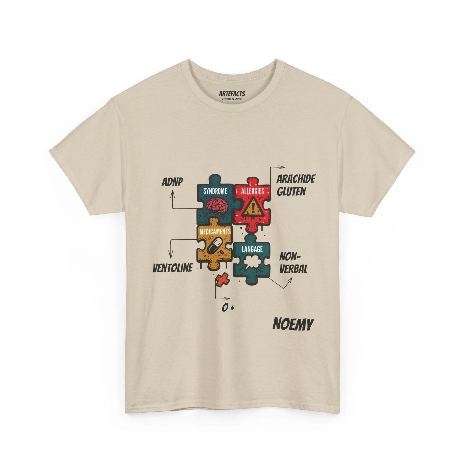 T-shirt Artefacts Personnalisé - T-shirt Identification Médicale T-Shirt Printify Beige S 