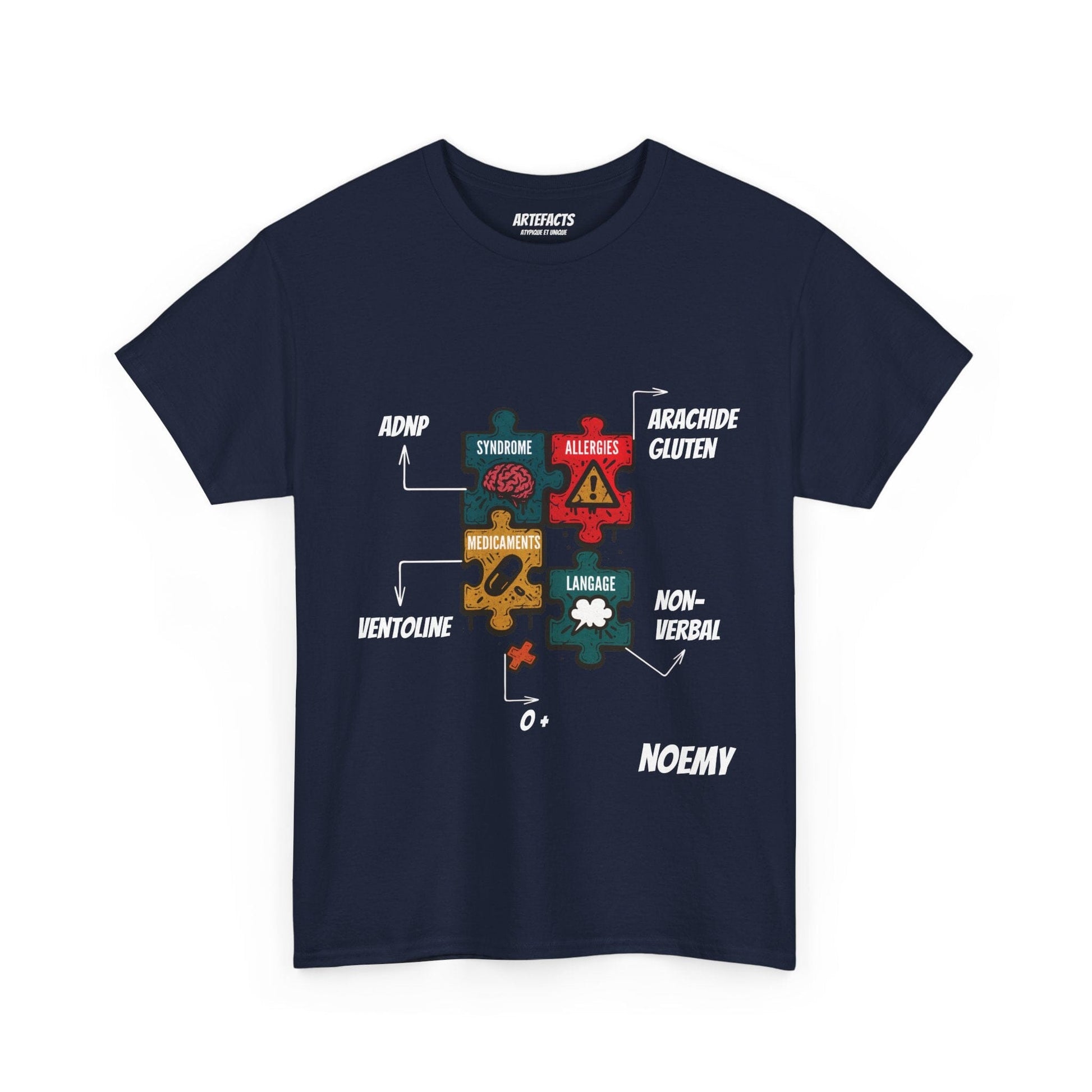 T-shirt Artefacts Personnalisé - T-shirt Identification Médicale T-Shirt Printify Bleu marine S 