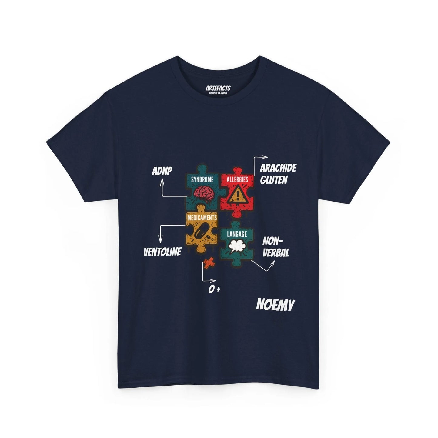 T-shirt Artefacts Personnalisé - T-shirt Identification Médicale T-Shirt Printify Bleu marine S 