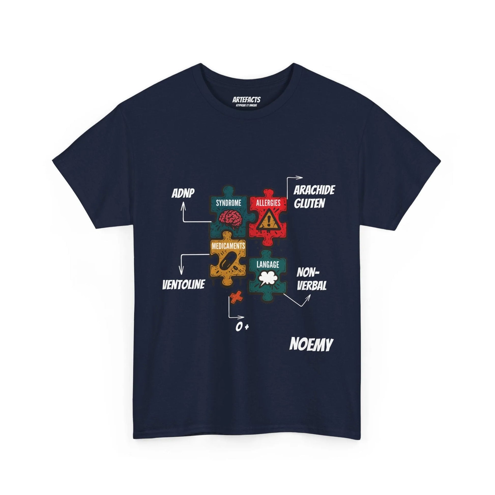 T-shirt Artefacts Personnalisé - T-shirt Identification Médicale T-Shirt Printify Bleu marine S 