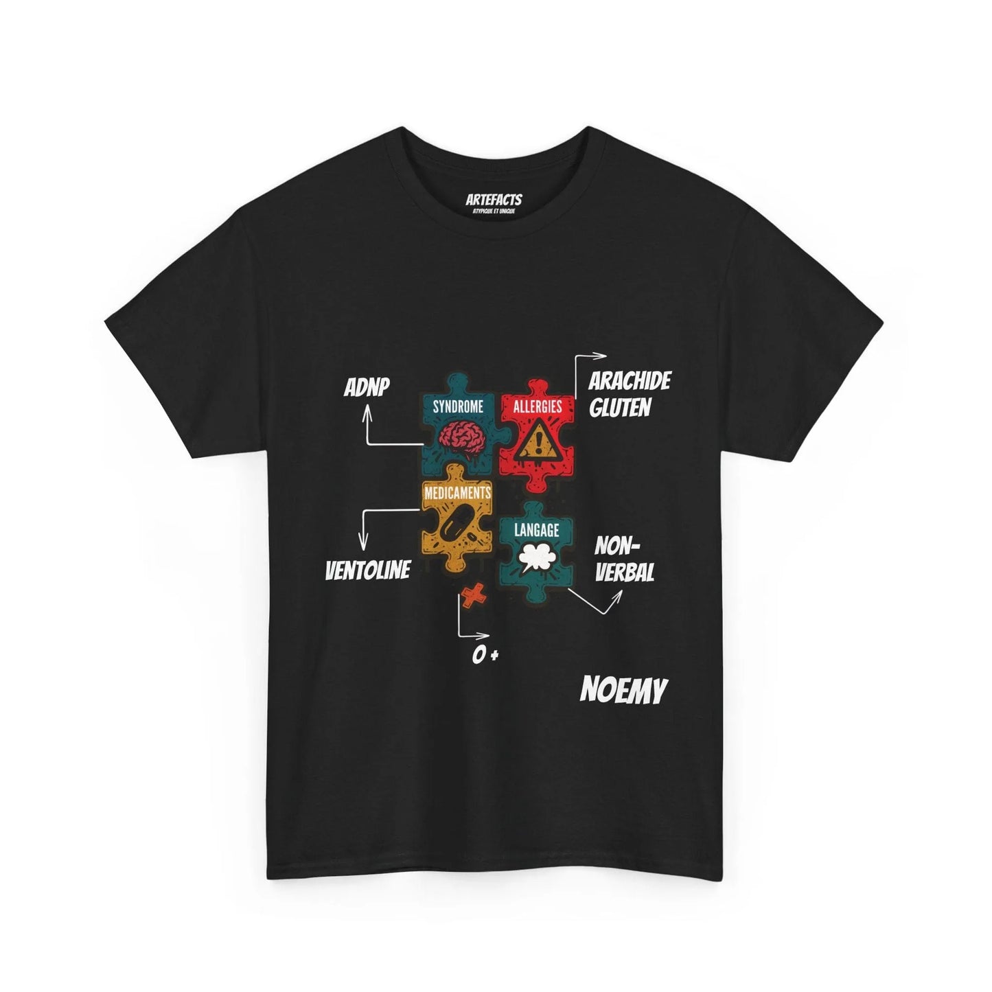 T-shirt Artefacts Personnalisé - T-shirt Identification Médicale T-Shirt Printify Noir S 