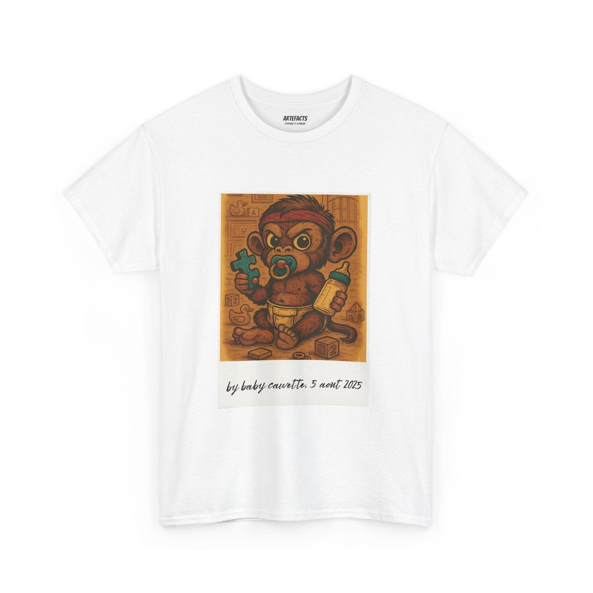 T-shirt Captain Cawette – Baby Cawette Origins (édition polaroid) T-Shirt Printify Blanc S 
