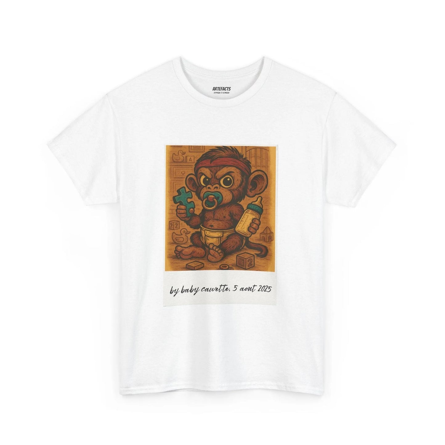 T-shirt Captain Cawette – Baby Cawette Origins (édition polaroid) T-Shirt Printify Blanc S 
