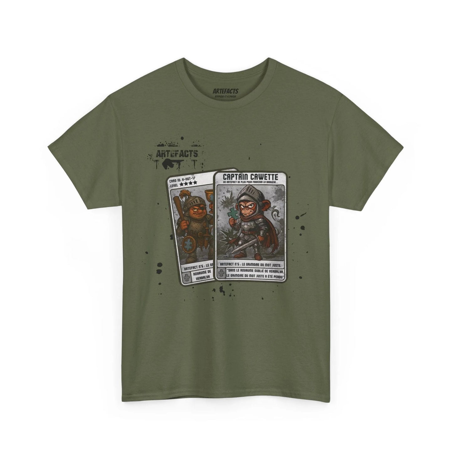 T-shirt Captain Cawette – Le Grimoire du Mot Juste (édition chevalier) T-Shirt Printify Vert kaki S 
