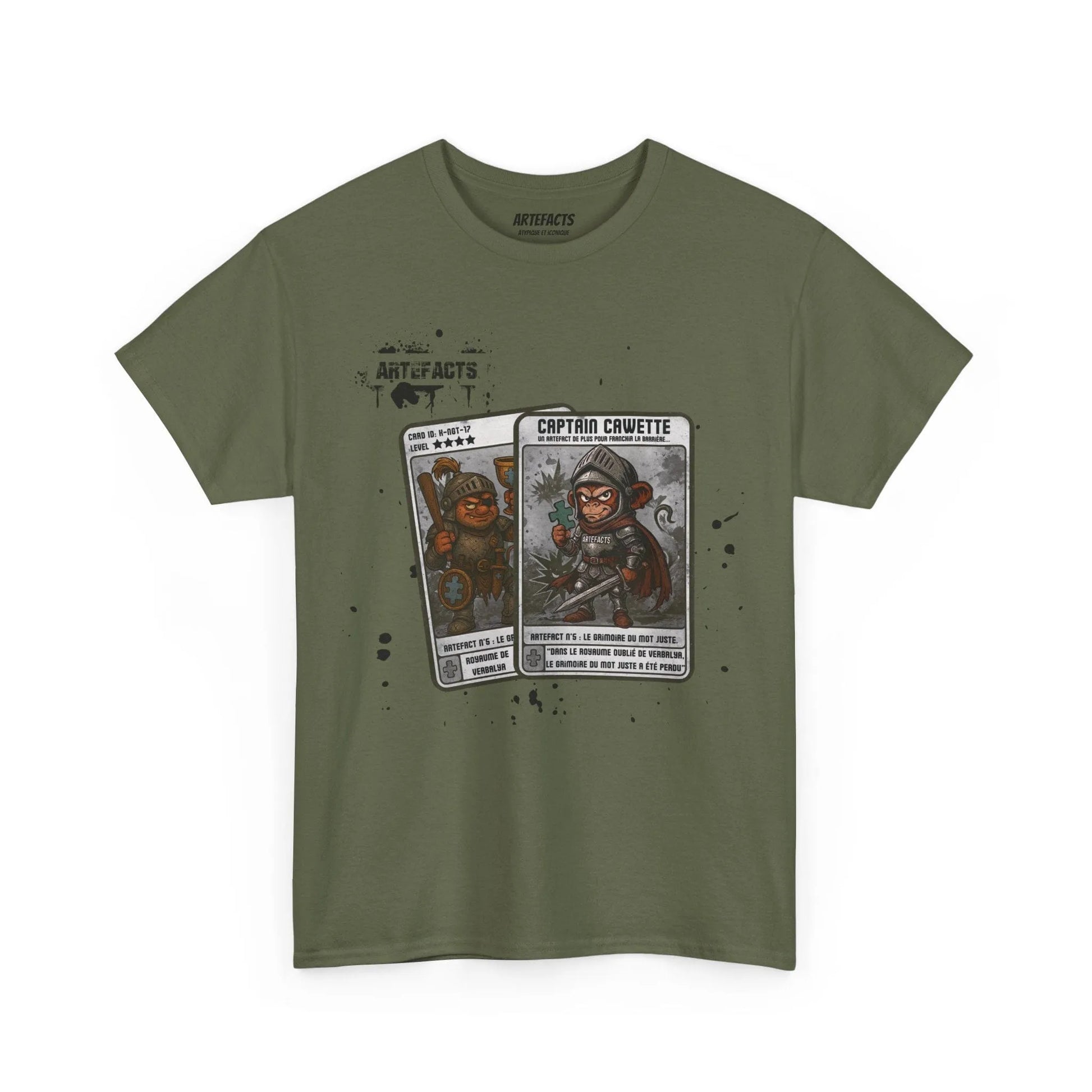 T-shirt Captain Cawette – Le Grimoire du Mot Juste (édition chevalier) T-Shirt Printify Vert kaki S 