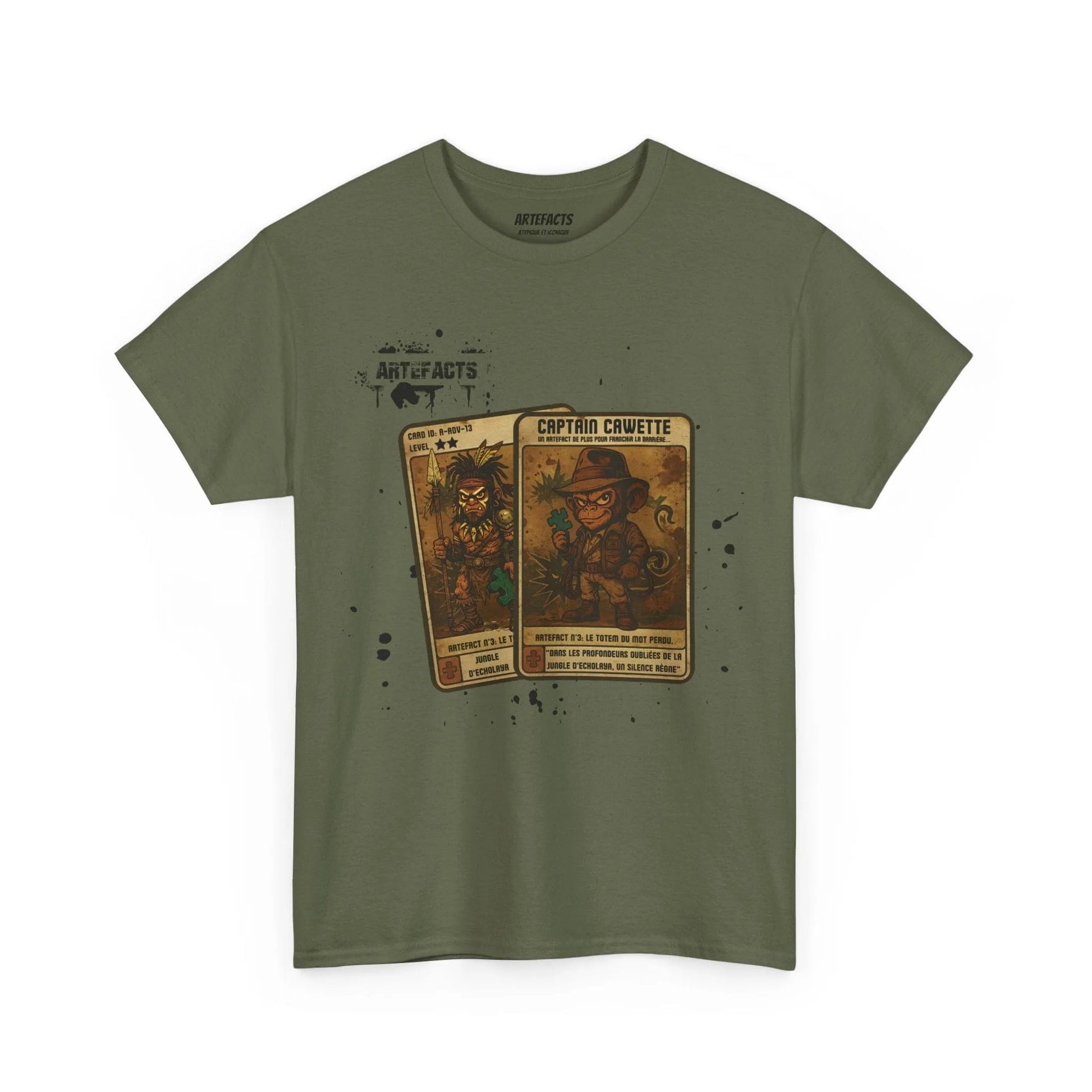 T-shirt Captain Cawette – Totem du Mot Perdu ( édition jungle ) T-Shirt Printify Vert kaki S 