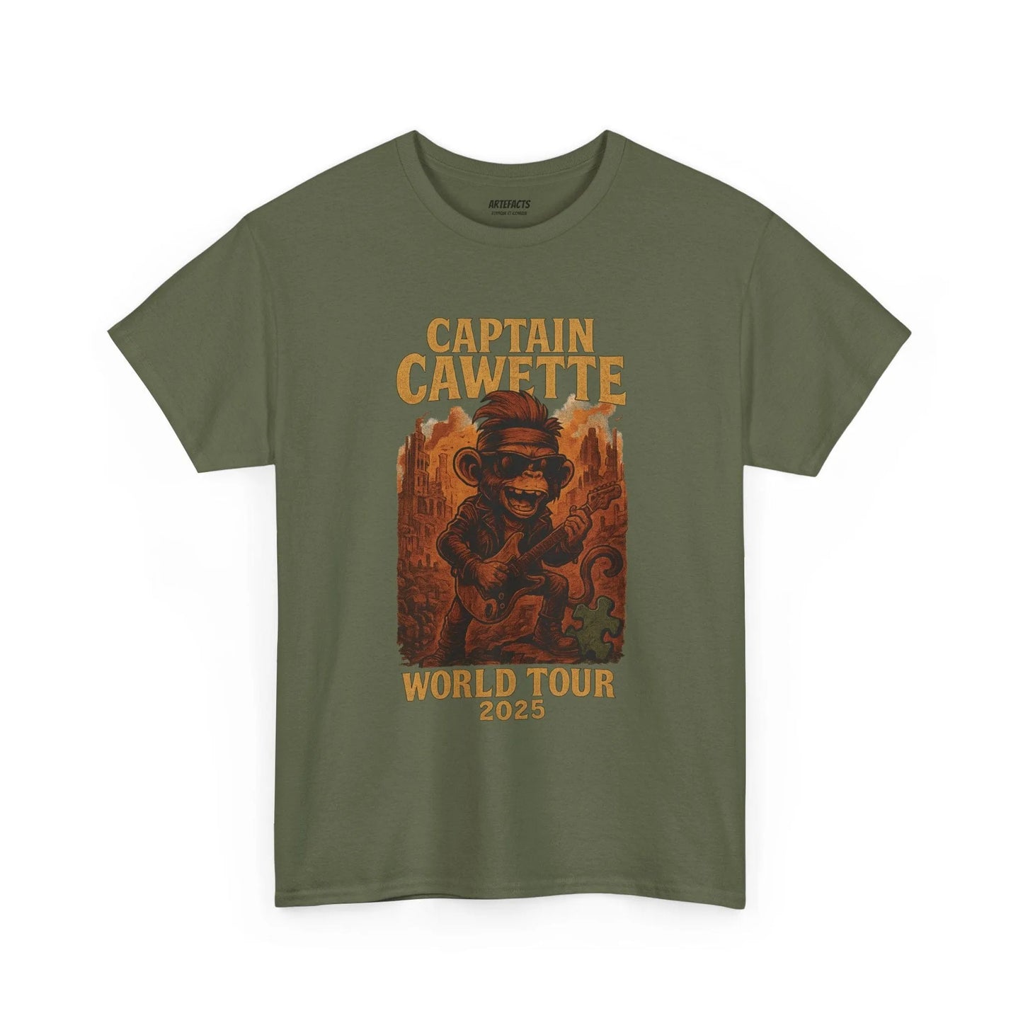 T-shirt Captain Cawette – World Tour 2025 (édition rock star) T-Shirt Printify Vert kaki S 