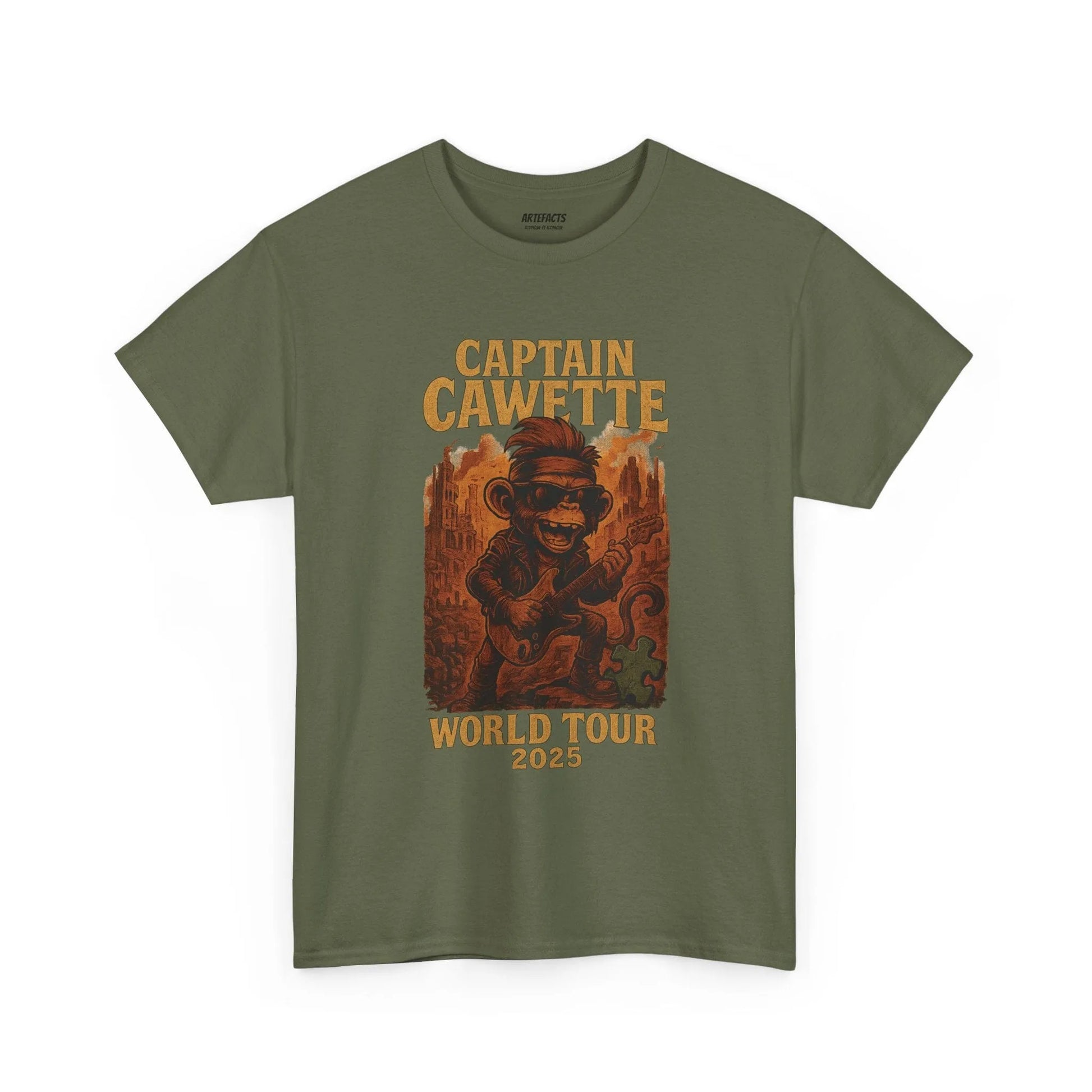 T-shirt Captain Cawette – World Tour 2025 (édition rock star) T-Shirt Printify Vert kaki S 
